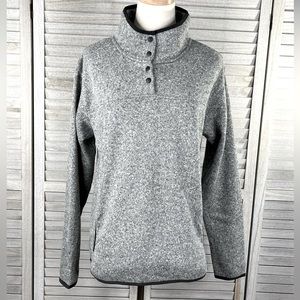 EDDIE BAUER "Venture" Fleece with 1/4 Button Neck Gray-Large